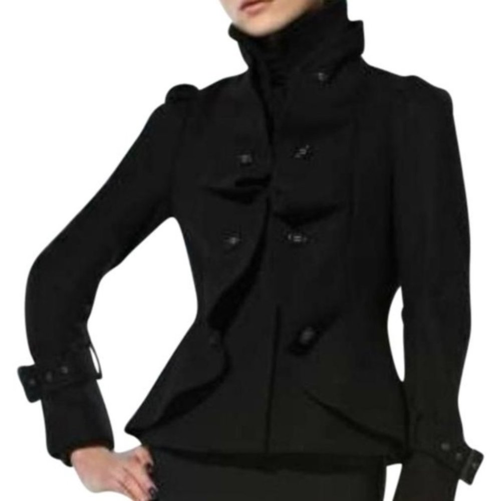Style & Co. Petite Black Peacoat Jacket Sz M